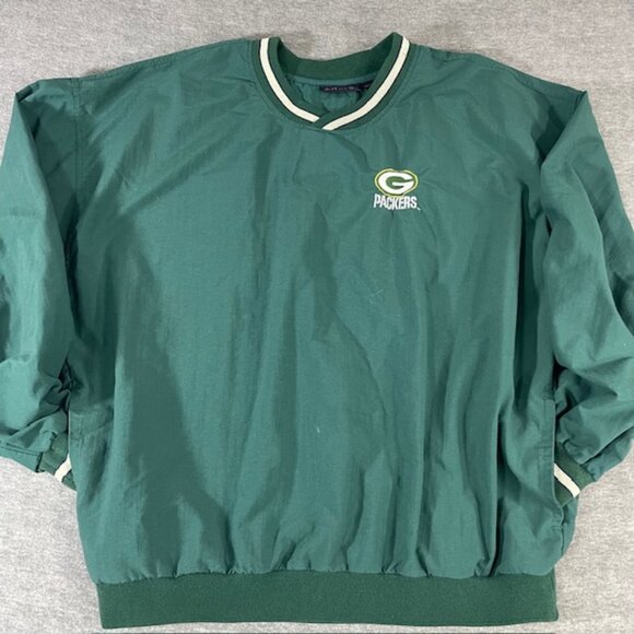 Vintage Antigua Mens Green Bay Packers Logo lightweight Pullover L Large Pockets - Picture 1 of 9